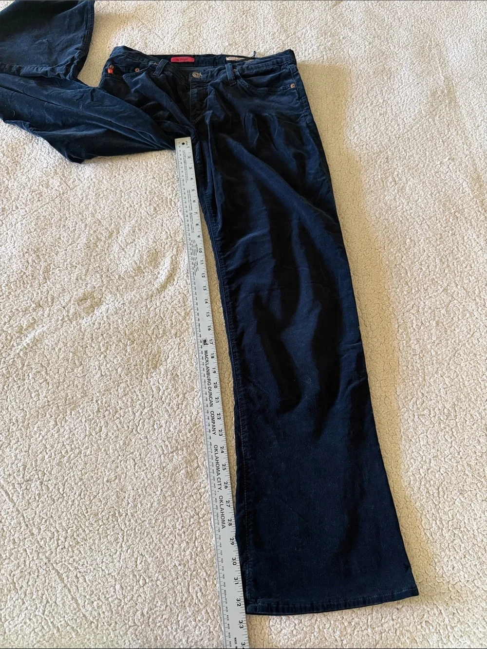 Ag Adriano Goldschmied The Angel Navy Velvet Flare Wide Leg Jeans 30